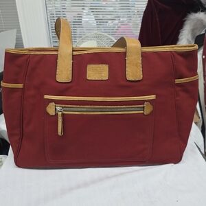 Coach Red Tote Bag with Tan Accents
